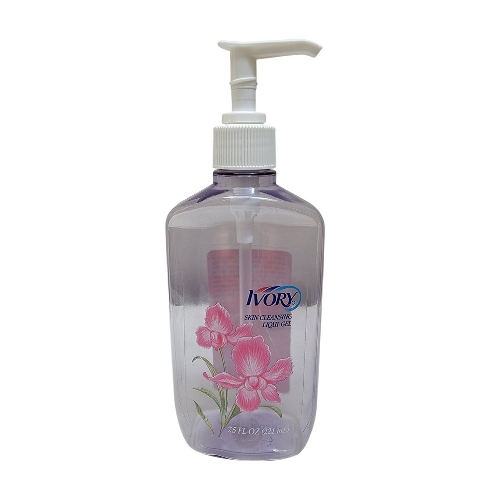 Ivory Skin Cleansing‎ Liqui-Gel Empty Soap Bottle Vintage 1995 7.5oz Pink Floral